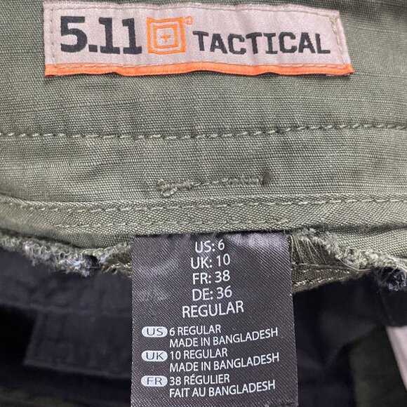 5.11 Tactical Women's Green Cotton Ripstop Cargo Pants Durable Utility Size 6 - Picture 10 of 12